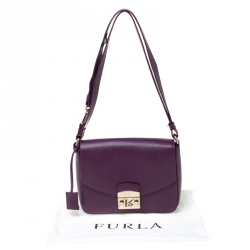 Pre Owned Furla Purple Leather Metropolis Shoulder Bag