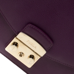 Pre Owned Furla Purple Leather Metropolis Shoulder Bag