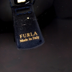 Pre Owned Furla Navy Blue Rubber Candy Satchel