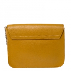Pre Owned Furla Mustard Leather Mini Metropolis Crossbody Bag