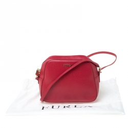 Pre Owned Furla Red Leather Crossbody Bag