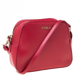 Pre Owned Furla Red Leather Crossbody Bag