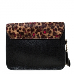 Pre Owned Furla Black/Brown Calfhair and Leather Mini Metropolis Crossbody Bag