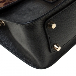 Pre Owned Furla Black/Brown Calfhair and Leather Mini Metropolis Crossbody Bag