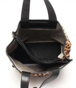 Pre Owned Furla Black Leopard Print Ponyhair Leather Tote Bag