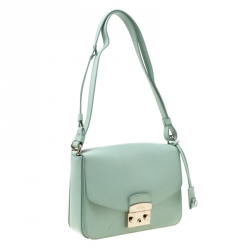 مملوكة مسبقًا Furla Mint Green Leather Metropolis Crossbody Bag
