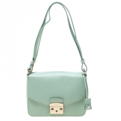 مملوكة مسبقًا Furla Mint Green Leather Metropolis Crossbody Bag