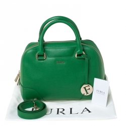 Pre Owned Furla Green Leather Dolly Satchel