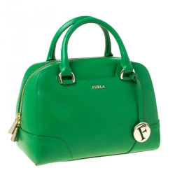Pre Owned Furla Green Leather Dolly Satchel
