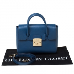 Pre Owned Furla Blue Leather Metropolis Satchel