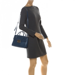 Pre Owned Furla Blue Leather Metropolis Satchel