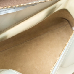 Pre Owned Furla Mint Green/Beige Glossy Rubber and Leather Push Lock Candy Satchel