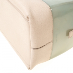 Pre Owned Furla Mint Green/Beige Glossy Rubber and Leather Push Lock Candy Satchel