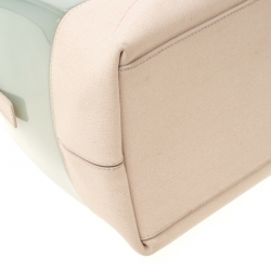 Pre Owned Furla Mint Green/Beige Glossy Rubber and Leather Push Lock Candy Satchel