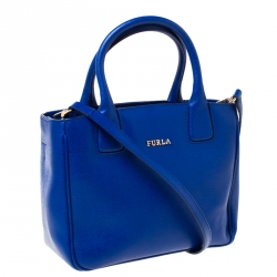 Pre Owned Furla Blue Leather Small Capriccio Tote