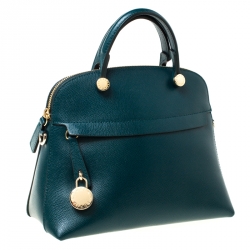 Pre Owned Furla Green Leather Piper Satchel