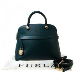Pre Owned Furla Green Leather Piper Satchel