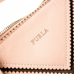 Pre Owned Furla Pink Leather Merletto Satchel