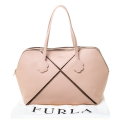 Pre Owned Furla Pink Leather Merletto Satchel