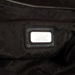 Pre Owned Furla Brown Suede Monogram Satchel