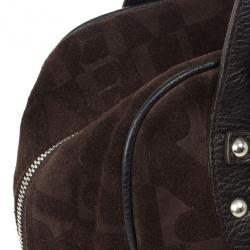 Pre Owned Furla Brown Suede Monogram Satchel