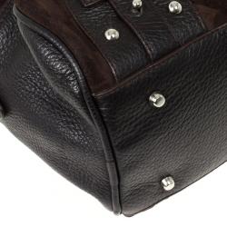 Pre Owned Furla Brown Suede Monogram Satchel