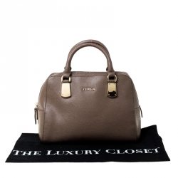 Pre Owned Furla Light Brown Saffiano Leather D-light Satchel