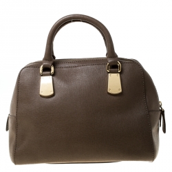 Pre Owned Furla Light Brown Saffiano Leather D-light Satchel