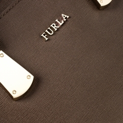 Pre Owned Furla Light Brown Saffiano Leather D-light Satchel