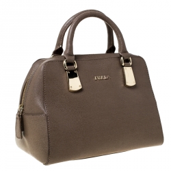 Pre Owned Furla Light Brown Saffiano Leather D-light Satchel