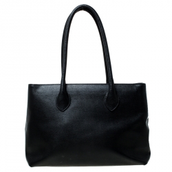 Pre Owned Furla Black Leather Martha Tote