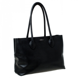 Pre Owned Furla Black Leather Martha Tote