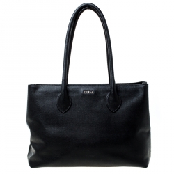 Pre Owned Furla Black Leather Martha Tote