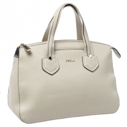 Pre Owned Furla Beige Leather Giada Satchel