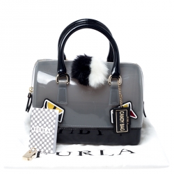 Pre Owned Furla Grey Rubber Small Candy Jungle Cookie Satchel