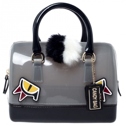 Pre Owned Furla Grey Rubber Small Candy Jungle Cookie Satchel