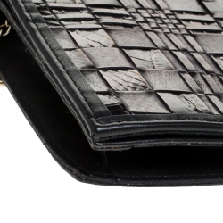 Pre Owned Furla Black Leather Turnlock Clutch 