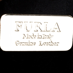 Pre Owned Furla Black Leather Turnlock Clutch 