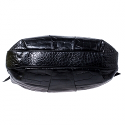 مملوكة مسبقًا Furla Black Croc Embossed Leather Shoulder Bag