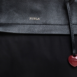 Pre Owned Furla Black Nylon and Leather Shopper Tote