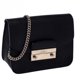 مملوكة مسبقًا Furla Black Leather Metropolis Crossbody Bag