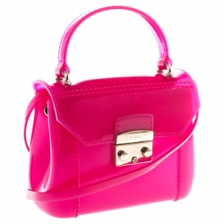 Pre Owned Furla Pink Rubber Candy Mini Crossbody Bag