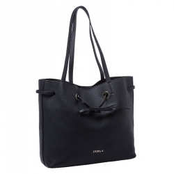 Pre Owned Furla Black Leather Costanza Tote