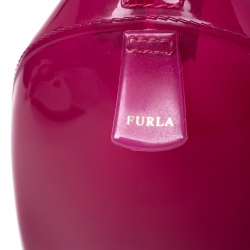 Pre Owned Furla Clear Fuchsia Rubber Candy Satchel