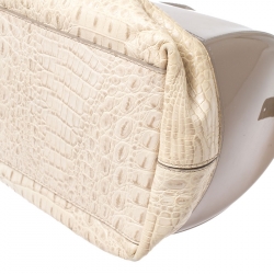 Pre Owned Furla Beige Rubber/Crocodile Embossed Candy Satchel