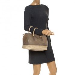 Pre Owned Furla Beige Rubber/Crocodile Embossed Candy Satchel