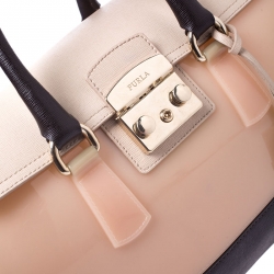 Pre Owned Furla Multicolor Glossy Rubber and Leather Push Lock Candy Satchel