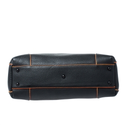 Pre Owned Furla Black/Neon Orange Leather Piper Top Handle Bag