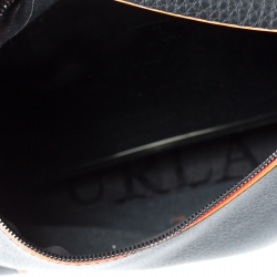 Pre Owned Furla Black/Neon Orange Leather Piper Top Handle Bag