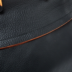 Pre Owned Furla Black/Neon Orange Leather Piper Top Handle Bag